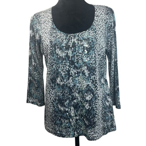 August Silk Top Women's‎ XL Multicolor Knit Snake Print Sequence 3 for $25